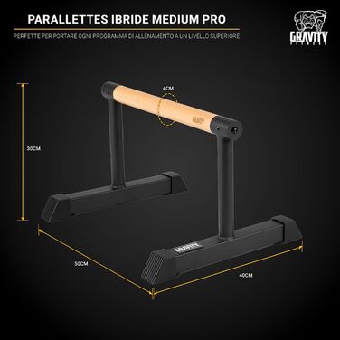 Паралети Gravity Fitness з дерев'яними ручками, середні бруси для каллістеніки, тренувань з вагою тіла, гімнастики, домашнього спортзалу та фітнесу
