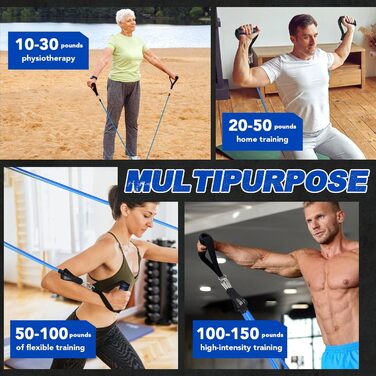 Набір для пілатесу: стійка, 6 еластичних стрічок, ручки, фіксатор для дверей, петлі для ніг, сумка для перенесення. Ідеально для домашніх та вуличних тренувань.