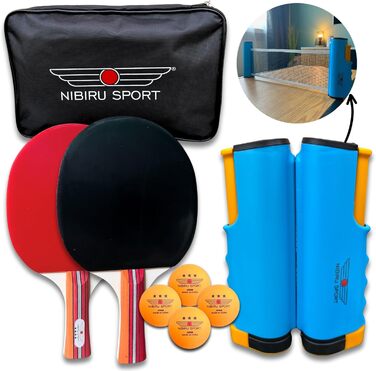 Набір для настільного тенісу з сіткою Ping Pong - 2 ракетки, 4 м'ячі, сітка, сумка