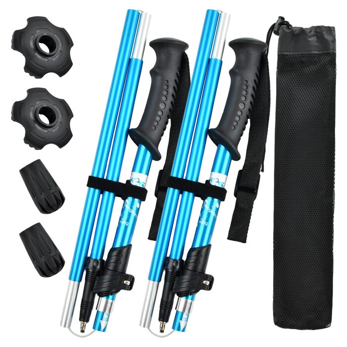 Складні трекінгові палиці для ходьби та піших прогулянок, телескопічні палиці 110-130 см, для жінок та чоловіків, алюміній 6013, легкі палиці для походів, альпінізму, хайкінгу, блакитні