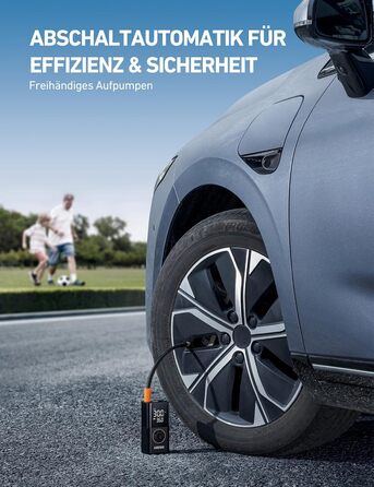 AstroAI Бездротова електрична повітряна помпа, портативна акумуляторна помпа для велосипеда з LED-ліхтариком, для велосипеда, електробіка, авто, мотоцикла, м'ячів (чорний)