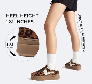 Жіночі кросівки на платформі LUCKY STEP – модні масивні кросівки, зручні шнурівки для повсякденного носіння та прогулянок з прошитими деталями. Чорно-білі (Коричневий леопард, 38 EU)