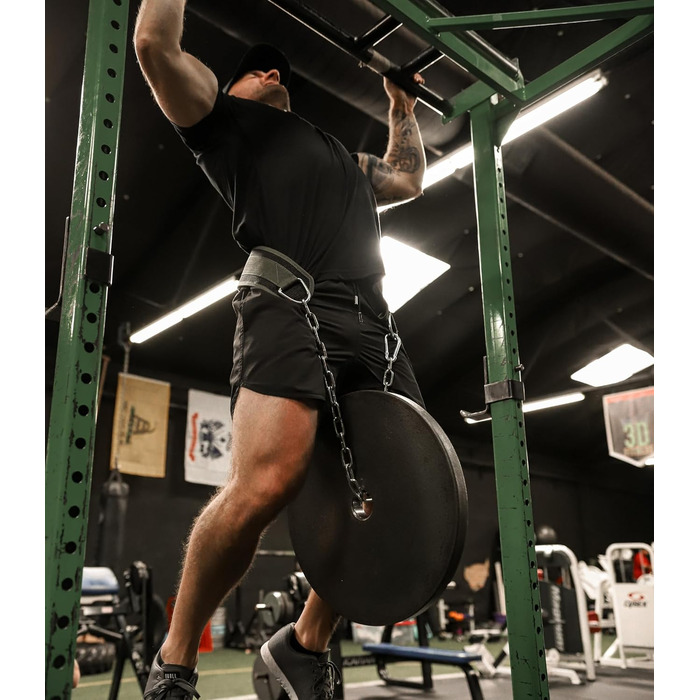 Пояс для підтягувань Gymreapers з ланцюгом для важкої атлетики, підтягувань та віджимань - міцна сталева ланцюг для додаткових силових тренувань, колір Ranger Green