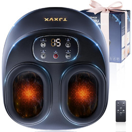 Електричний масажер для ніг Shiatsu з пультом дистанційного керування, компресією повітря, функцією підігріву, декількома режимами, для офісу та дому, підходить до 46 розміру EU