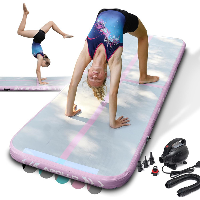 Apollo Air Mat Pro – надувний гімнастичний мат для дорослих і дітей, довжина 3 м і 4 м, для дому та вулиці, тумблінг-мат, фірмовий надувний мат Apollo
