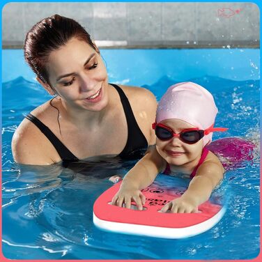 Плавальна дошка для дітей HeySplash з ручками та мультяшним малюнком, для навчання плаванню, червоно-рожева, 3-6 років