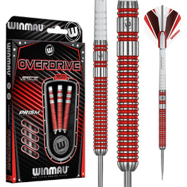 Дротики WINMAU Overdrive із вольфраму, сталевий наконечник, з призмовими крилами та держателями