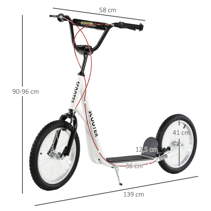 HOMCOM Дитячий самокат, Kick Scooter, Міський скутер, Самокат дитячий, Кікборд з пневматичними шинами, Ручне гальмо, Самокат дитячий, Складний | Аосом