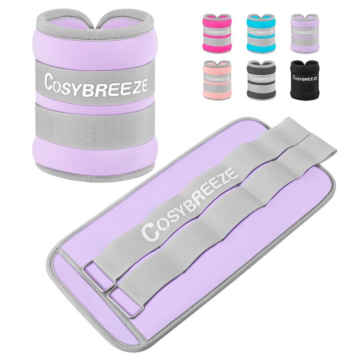 Обтяжувачі для ніг та рук Cosybreeze, ваги-манжети для фітнесу, бігу та йоги, 5 кг (пара), світло-фіолетові, 2 ремені