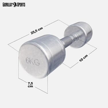Гантелі GORILLA SPORTS 2-30 кг, хромована сталь, рифлені, антиковзкі, набір з підставкою або без, круглі короткі гантелі для фітнесу