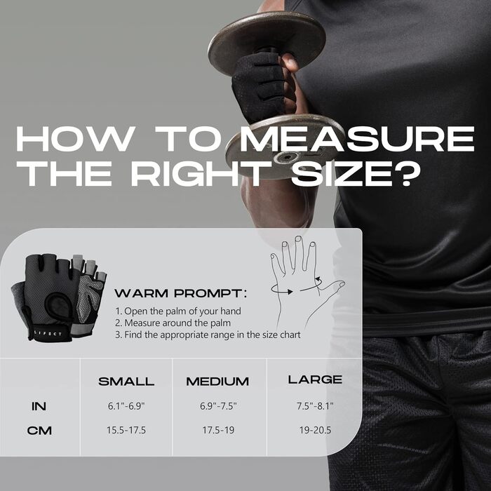 Тренувальні рукавички LIFECT для важкої атлетики, з підтримкою зап'ястя, для пауерліфтингу, кросфіту, чоловічі та жіночі (Чорний, S)