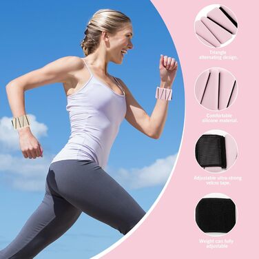 Набір вантажів для зап'ястя та щиколоток 2 шт. (по 0.45 кг), регульовані вантажі, силіконові браслети для жінок та чоловіків, для бігу, джоггінгу, прогулянок, йоги, танців, пілатесу (Рожевий)