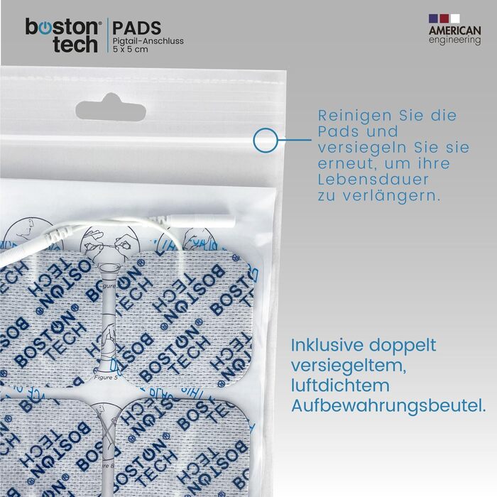 Boston Tech ME89 PRO TENS EMS: Апарат для терапії болю, 7 режимів, стимуляція м'язів, 4 електроди, 9V, захист від падіння