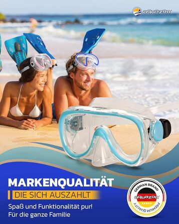 Дитяча маска для плавання AQUAZON Dolphin, загартоване скло, 7-12 років, легке регулювання, комфортне силіконове ущільнення