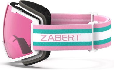 Лижна маска ZABERT для дорослих і підлітків, антифог, UV-захист, для окулярів, біла/рожева/зелена