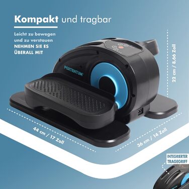 Еліпсоїдний тренажер PORTENTUM для дому: електричний, з пультом, дисплеєм, тихим мотором. Підходить для літніх людей, автоматичний та ручний режим, вибір швидкості. Компактний для офісу.