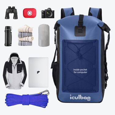 Водонепроникний рюкзак 40L Dry Ferm Bag для пляжу та подорожей (Блакитний)