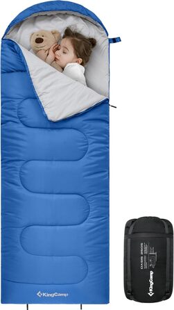 Сплячий мішок KingCamp для дітей, легкий, теплий, 3-4 сезони, для кемпінгу та піших прогулянок (Блакитний L)
