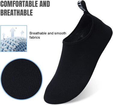 Аквашузи для плавання та відпочинку на пляжі: швидка сушка, чорний колір, 38/39 EU