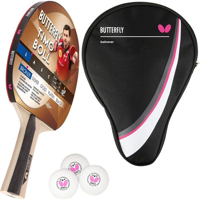 Набір для настільного тенісу Butterfly Timo Boll Bronze: ракетка ITTF Addoy, футляр, 3 м'ячі, дерев'яна ручка, для амбітних гравців