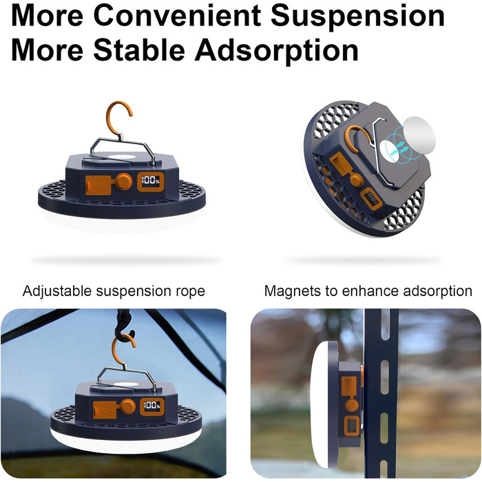 Ліхтар кемпінговий акумуляторний, 10000 мАг, 3000 лм, для намету, 6500K, портативний, для риболовлі, освітлення для надзвичайних ситуацій, біле світло