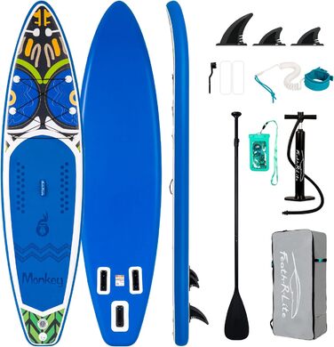 Надувна SUP-дошка Funwater 335x82x15 см для дорослих і дітей з насосом, веслом, плавниками, водонепроникним чохлом для телефону та страховочним шнуром