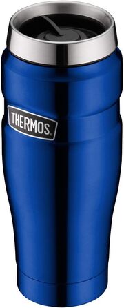 Термокружка THERMOS Stainless King, 470 мл, синя, із нержавіючої сталі, термочашка для кави, ізольована, герметична, зберігає тепло 7 годин, холод 18 годин, BPA-Free, підходить для посудомийки
