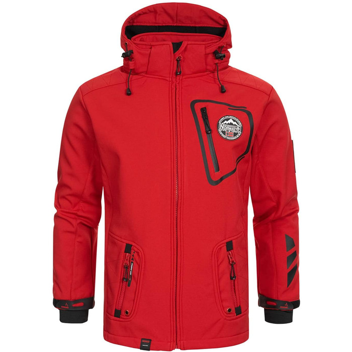 Чоловіча куртка-софтшелл Geographical Norway Tacebook водонепроникна та дихаюча з капюшоном, тактична вітрівка для походів, лиж та активного відпочинку (Осінь/Зима/Весна), р. S, червона