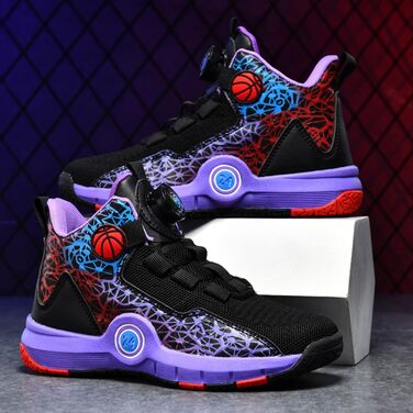 Баскетбольні кросівки High Top Anti Rutsch: легкі, дихаючі, зелені (33 EU, вузька ширина, чорно-фіолетові)