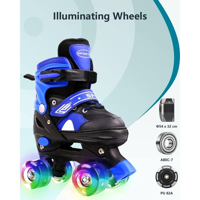 Дитячі ролики Ceestyle з регулюванням розміру, класичні ролики Disco з підсвічуванням, блакитні, розмір 27-37