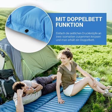 MSPORTS Кемпінговий килимок Premium, Ultraleichte Isomatte для відпочинку на природі з насосом для ніг, вологостійкий, для піших прогулянок, кемпінгу, пляжу (Королівський синій)