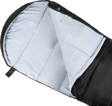 Спальний мішок Outtec з капюшоном, мумієподібний, ультралегкий, компактний, для кемпінгу, дітей та дорослих, для активного відпочинку, чорний