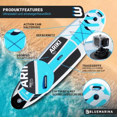 Дошка для SUP Ariki Bluemarina | 5 років гарантії - SUP дошка, Stand Up Paddle, дошка для серфінгу | 305x76x15cm, 325x86x15cm