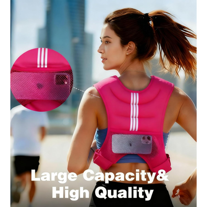 Вага для тренувань (3/5 кг) з світловідбиваючими смугами та регульованими ременями, фітнес-вага для силових тренувань, бігу, кардіо та фітнесу (рожевий)