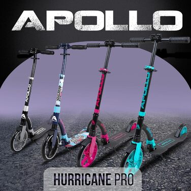 Самокат Apollo Hurricane з амортизацією, 230 мм, складаний, для дорослих і дітей від 7 років, міський, алюмінієвий, XXL колеса, регульований кермо