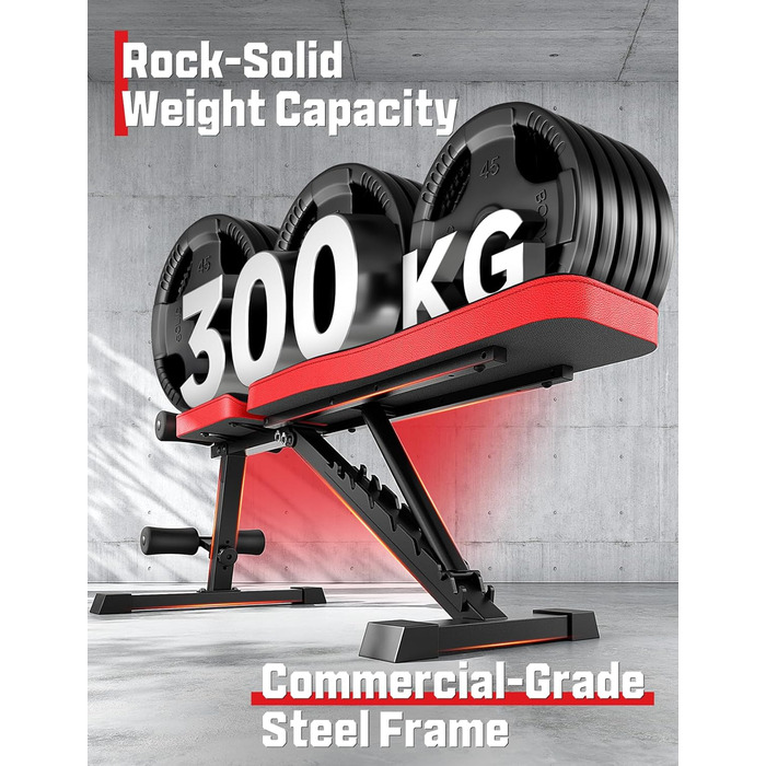 Регульована складана лава для тренувань з 9-рівневим налаштуванням спинки, чорна. Максимальне навантаження: 300 кг