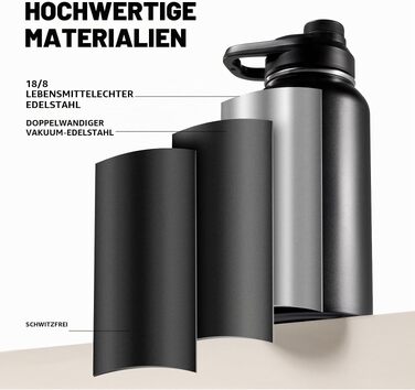 Сталева термопляшка для води OneTigris 0,9 л (32oz) чорна — ізоляційна спортивна пляшка для кемпінгу, велосипеда, йоги та тактики