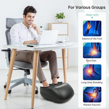 Масажер для ніг Snailax Shiatsu з пультом дистанційного керування. Електричний масажер для ніг для зняття болю, покращення циркуляції, фасціїту, глибокого масажу та компресії. Вібраційний підігрівач для ніг, подарунок для жінок.