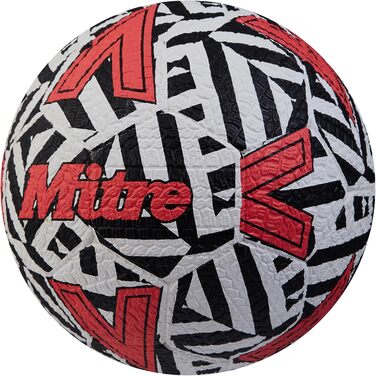 М'яч для футболу Mitre Street Soccer: міцний, для гри на твердих покриттях, білий/чорний/червоний