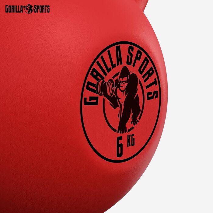 Гиря GORILLA SPORTS 6 кг – чавунна з вініловим покриттям для фітнесу та силових тренувань