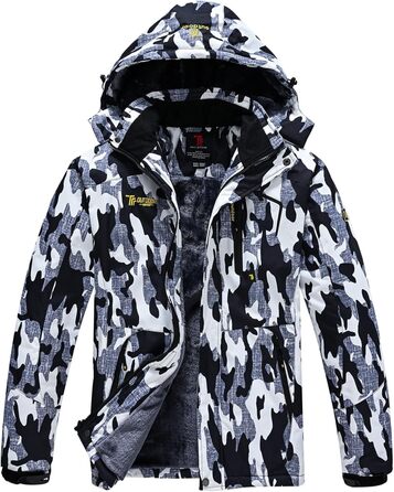 Чоловіча куртка Ysento для катання на лижах та активного відпочинку, зимова, софтшел, водонепроникна, тепла, з капюшоном, камуфляж (XL)