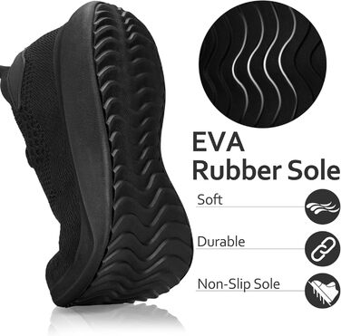 Чоловічі кросівки для бігу та занять спортом: чорні, легкі, дихаючі, slip-on, розмір 45 EU