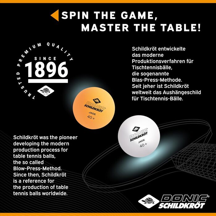 М'яч для настільного тенісу Donic-Schildkröt Jade, Poly 40+, білий, оранжевий, мікс, 6/12/72/144 шт.