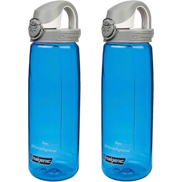 Набір з 2 пляшок для води Nalgene OTF 0,65 л, синьо-сіро-білий, з іменною гравіруванням