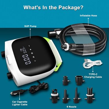 Електрична повітряна помпа Ruitx 20psi з акумулятором, 110V AC/12V DC, для SUP, каяків, наметів та ін.