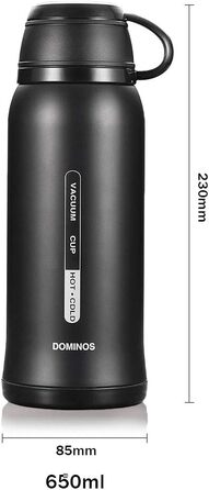 Термос-пляшка Y·J&H з нержавіючої сталі, 650 мл, подвійні стінки, без BPA, з кришкою-чашкою, для гарячих напоїв, для кемпінгу, шампанське золото