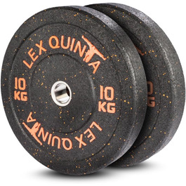 Lex Quinta Blaster Plate – Гумові бампери для штанги 50 мм, 5–25 кг, оранжеві вкраплення, шумопоглинаючі диски з гранульованої гуми
