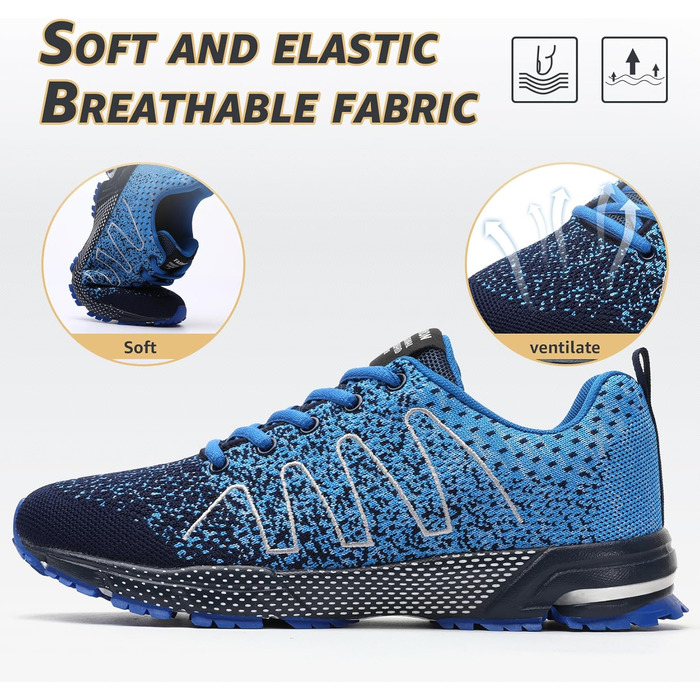 Чоловічі кросівки ASHION: дихаючі, легкі, для бігу та повсякденного носіння, розмір 43 EU, блакитні