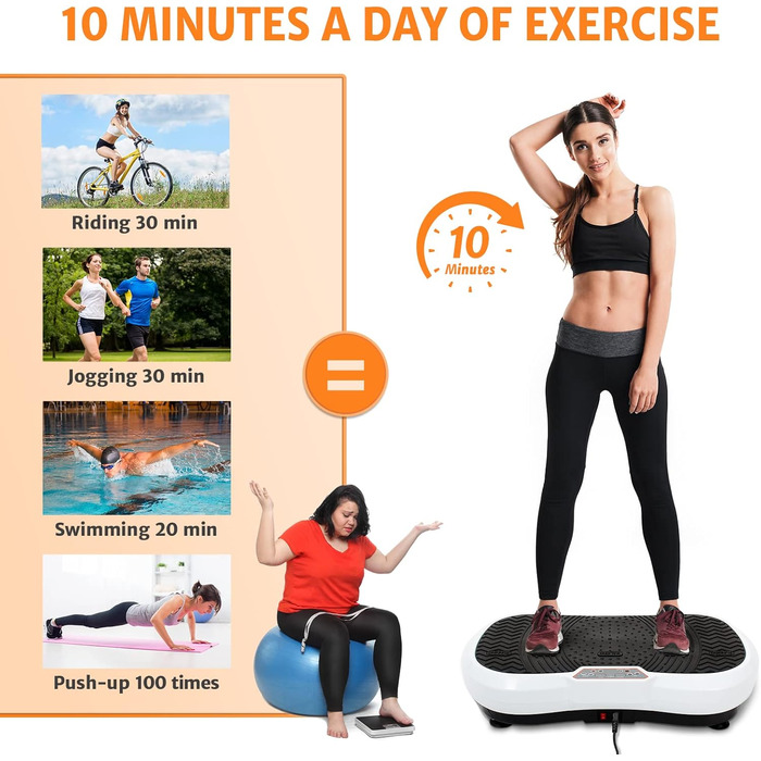 Віброплатформа Leogreen для фітнесу, біла/чорна, 69x39x13 см - тренажер для схуднення та масажу