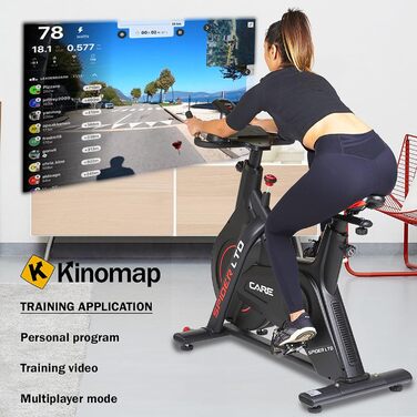 Велотренажер Care Fitness Spider LTD з Bluetooth, магнітним гальмом, ремінним приводом, 15 кг маховиком, програмами Kinomap
